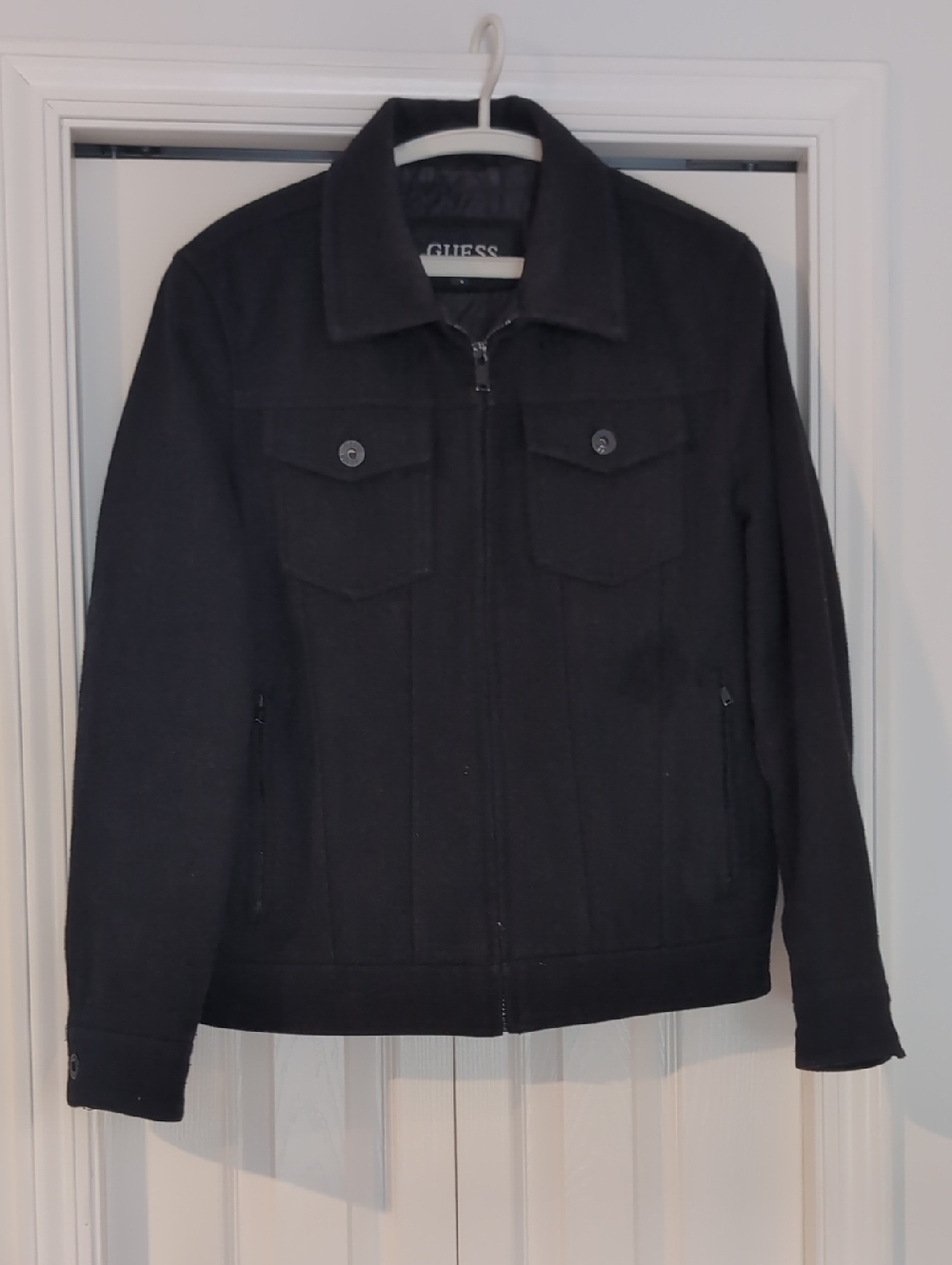 Guess Black Zip-Up Shirt Jacket